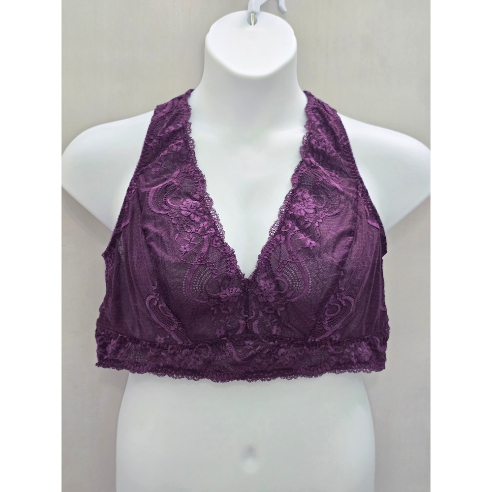 Torrid Purple Romantic Boudoir Bridal Cottage Lingerie Feminine Lace Bra Plus 1X